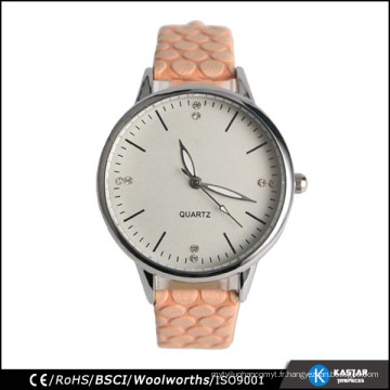 Montre bracelet en cuir pour dames en diamant, alliage en acier inoxydable